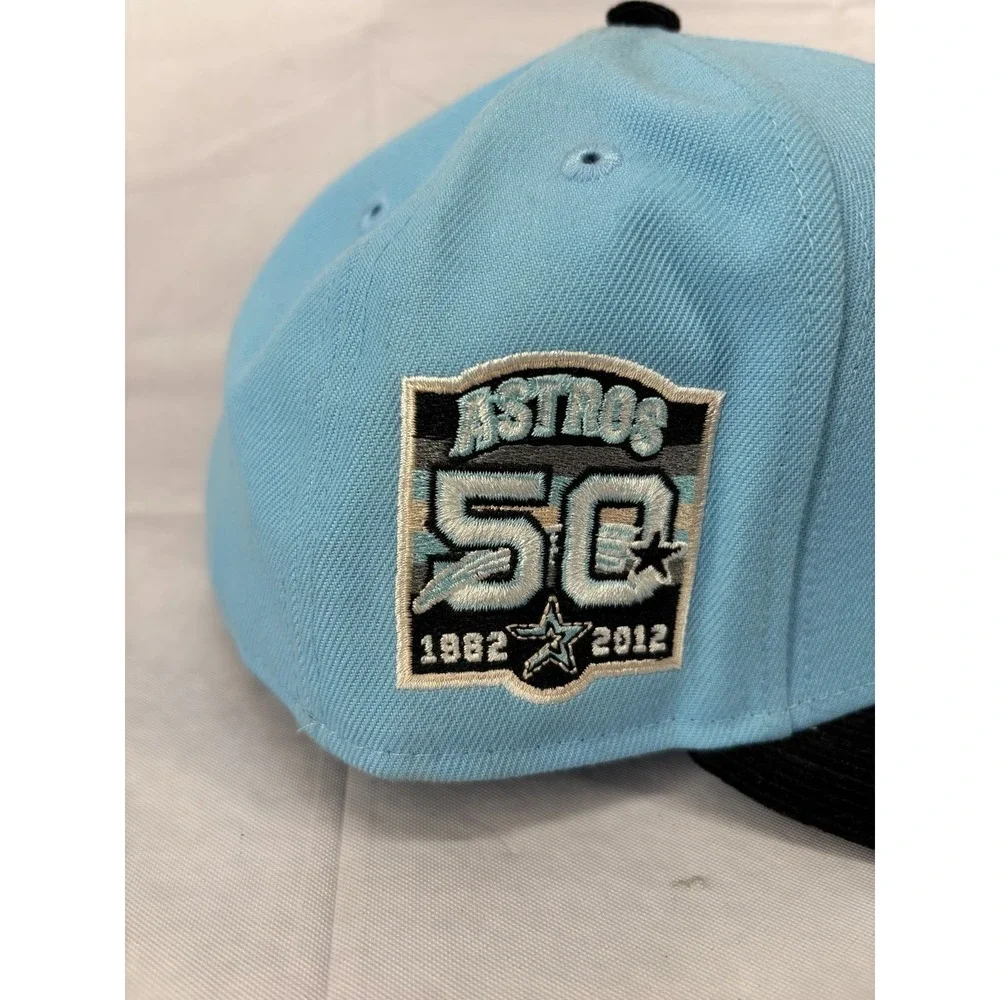 Houston Astros New Era 59FIFTY Hat Mens Light Blue 50th Anniversary 7 3/8 NWOT